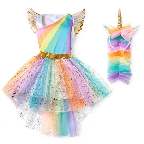 

girl's dresses girl rainbow unicorn dress for kids embroidery ball gown baby girl princess birthday dresses party costume halloween cl, Red;yellow