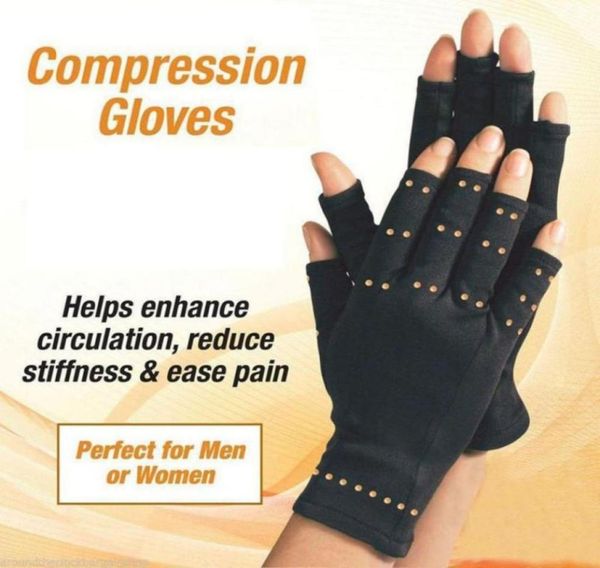 

women men cotton hands arthritis gloves therapeutic half finger fitness gloves recovery handwear sportswear accessories pro53632372736708, Black;red