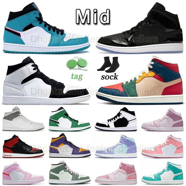 

wholesale basketball shoes jumpman 1 mid space jam diamond south beach multicolor men women sneakers new pattern valentine's day 2023 t