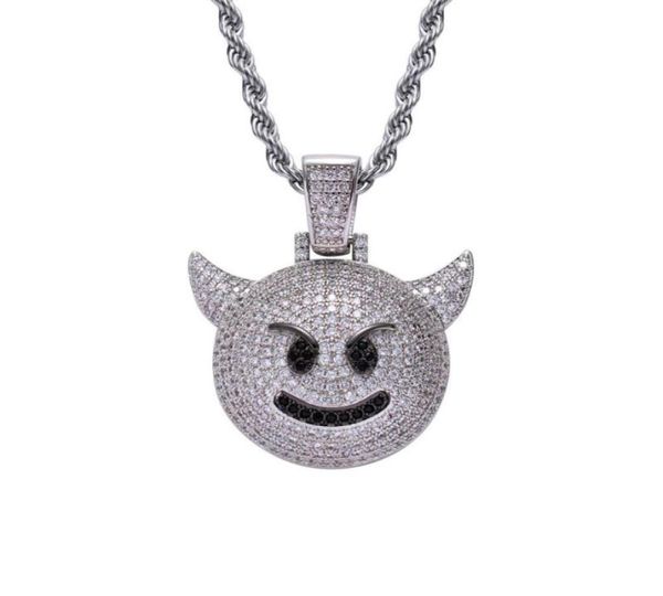

pendant necklaces iced out demon necklace with 3mm rope chain gold silver color bling cz men039s hip hop rock jewelry for wom1402002