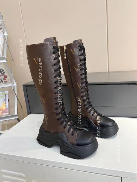 

2023 luxury designer boots women's martin wooden cowboy snow black leather luxury high heels 35-42