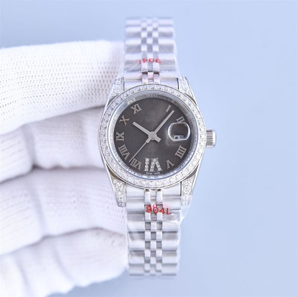 

aaa women's automatic watch 316 fine steel band original press buckle class a pearl shell material dial women's watch 28mm, Slivery;brown