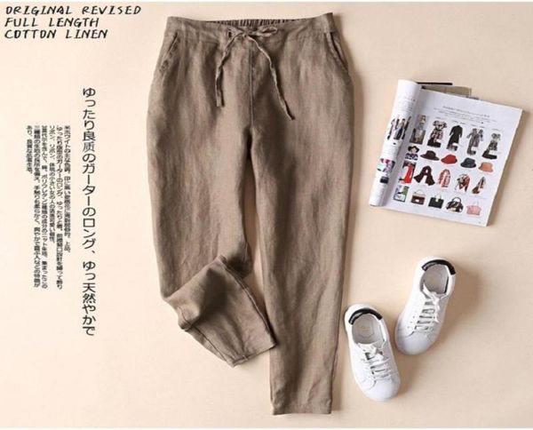 

women039s pants capris est cotton linen women elegant trousers lady formal plus size s5xl design2839861, Black;white