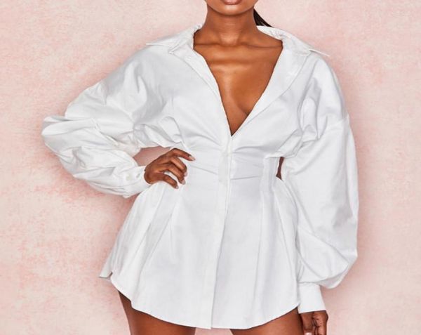 

women039s blouses 2022 women shirt dress solid color ladies deep v neck long sleeve shirts female casual autumn sundress s4005386, White