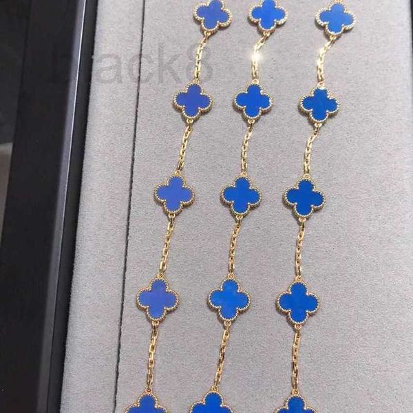

charm bracelets designer four-leaf clover five flower bracelet lucky flower double sided v gold thickened plating 18k rose blue chalcedony l, Golden;silver
