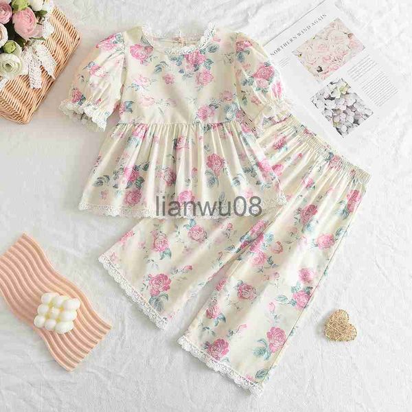 

clothing sets melario girls sets shirt pants oneck short sleeve pullover print elastic waist pants suit floral summer kids girls clothes x0, White