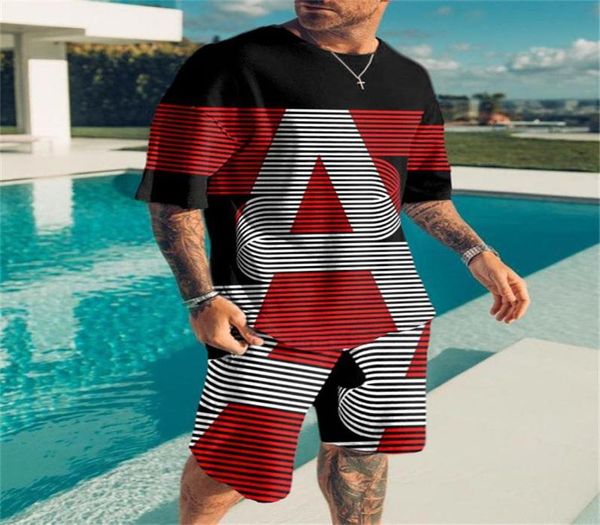 

men039s tracksuits 2021 summer fashion tshirt oversized suit 3d printing shortsleeved shirt beach shorts street casual 2 piec4608517, Gray