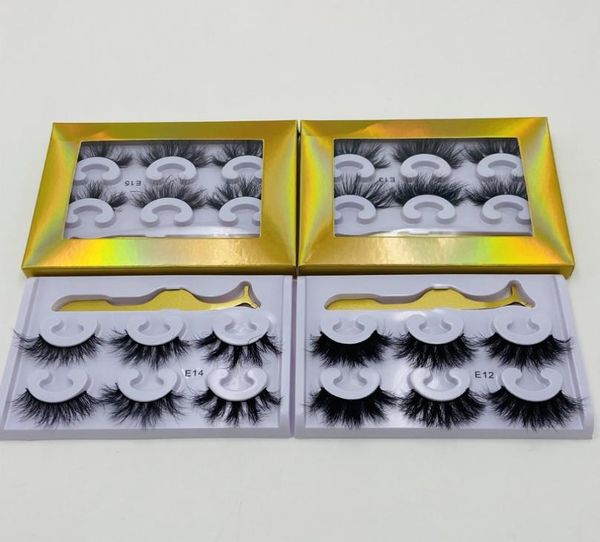 

3 pair eyelashes with tweezers makeup false eyelash full strip lashes mink thick 3d lash with retail box whole4455239