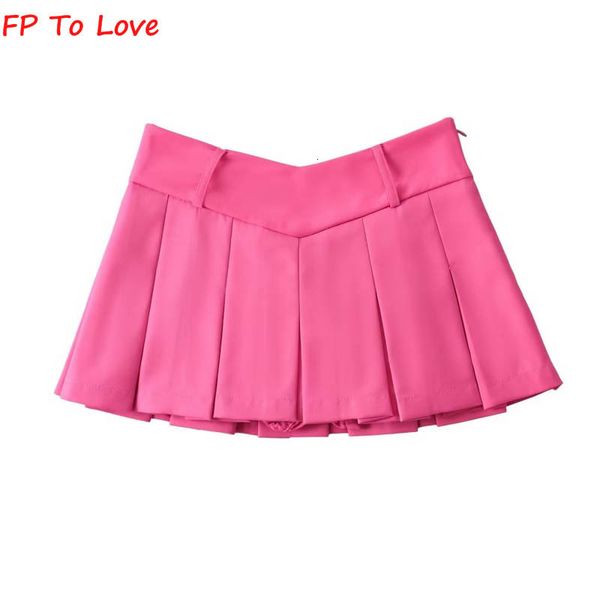 

skirts ootd pink mini skirts pleated low drop waist culottes 230803, Black