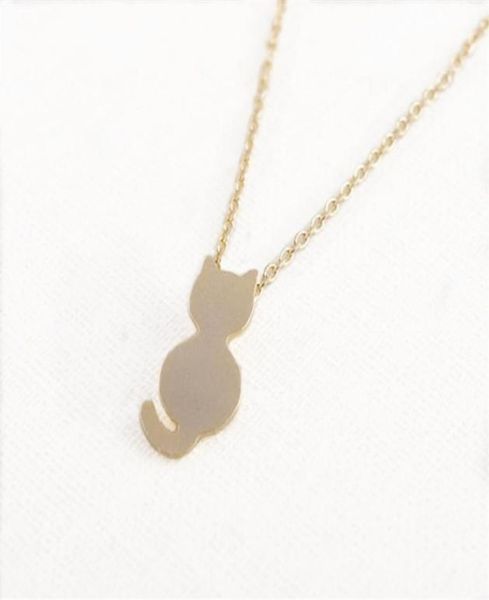 

fashion a lovely cat figure pendant necklace silver plated clavicle necklaces for women whole and mixed color8373904