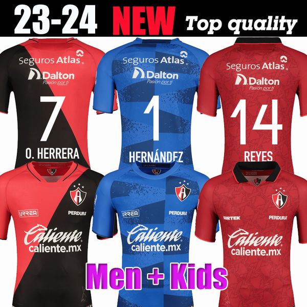 

23 24 atlas mens soccer jerseys furch m. nervo o. herrera j. marquez reyes lozano j. quinones santamaria j. abella e. zaldivar home away foo, Black;yellow