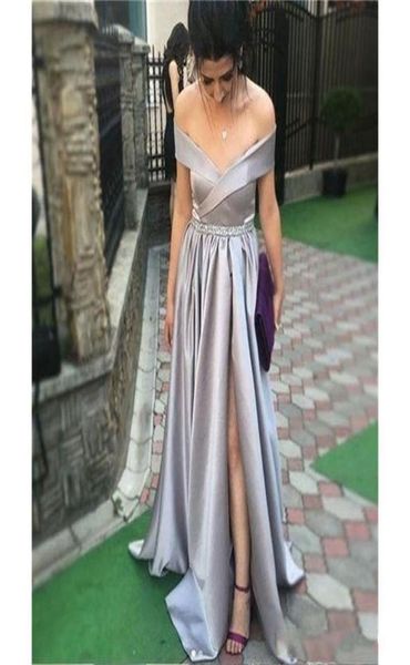 

sliver a line long prom dresses 2019 new off the shoulder split side floor length ruffles formal evening dress party gowns4410320, Black