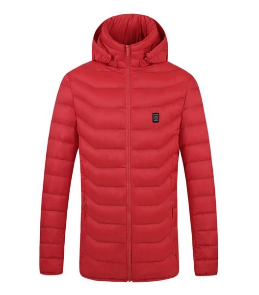

men usb heating jackets winter warm smart down parkas thermostat pure color hooded heated waterproof warm coat1450587, Black;brown