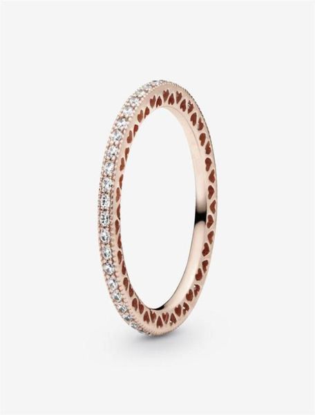 

925 sterling silver sparkle & hearts ring for women wedding cz diamond 18k rose gold298m6360099