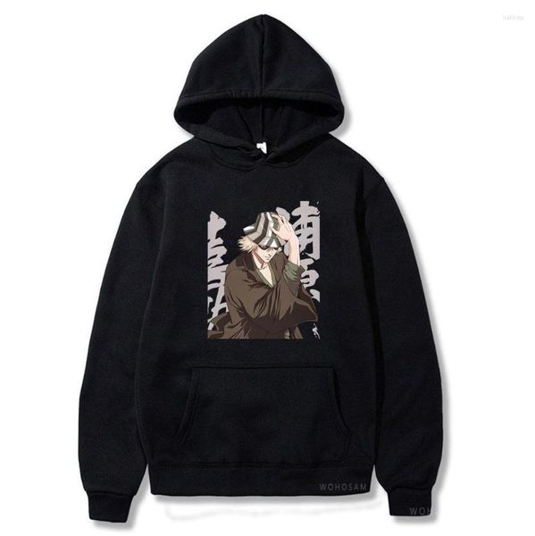 

men's hoodies bleach urahara kisuke manga anime print autumn oversized loose pullover men women long sleeve casual sweatshirts, Black