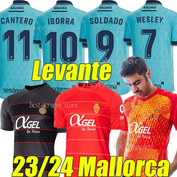 

23/24 levante 3rd soccer jerseys rcd mallorca 2023 2024 iborra soldado cantero pepe p. martinez wesley wesley sanchez abdon a. raillo valjen, Black;yellow