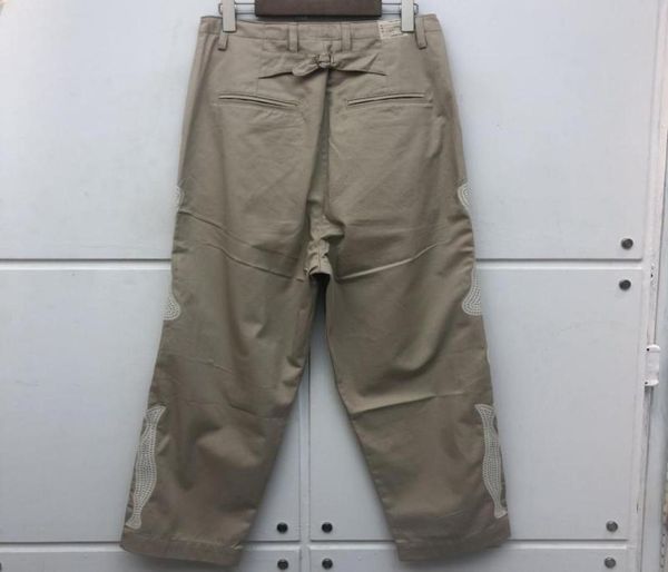 

khaki bone embroidery kapital cargo pants men women11 fashion casual denim trousers men039s6862768, Black