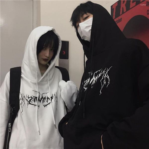 

men's hoodies women hoodie sweater gothic harajuku spring long sleeve casual loose pullover hooded sweatshirts y2k clothes, Black