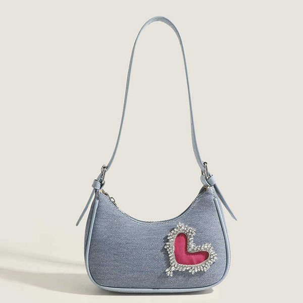 

hobo bags this year s popular denim bag 2023 new french niche rhinestone underarm for women with a high end sense of love and personality 23