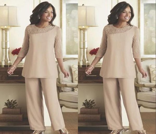 

elegant lace mother of the bride pant suits summer chiffon custom made long sleeves wedding guest wear evening mother dress jumpsu5279388, Black;red