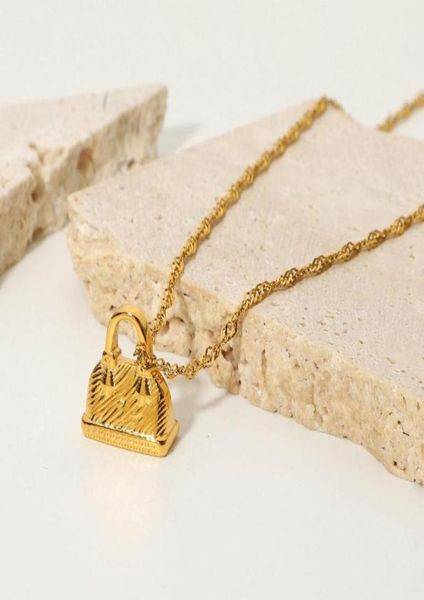

pendant necklaces simple 18k gold clavicle chain necklace for women stainless steel jewelry mini cubic bag charm chokers50193393949879, Silver