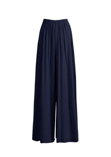 

summer 2021 pure color ramie cotton pants skirt loose and long women039s wide leg leisure pocket trousers34406851494201, Black;white