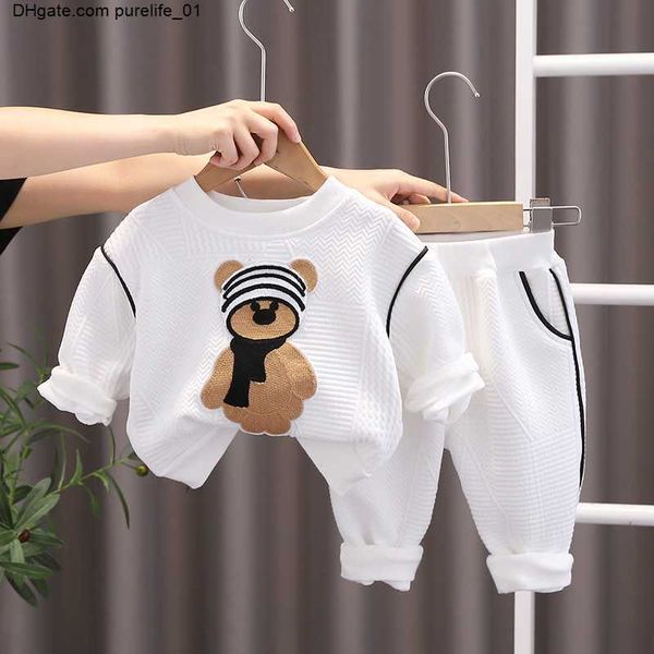 

spring autumn new children clothing set boys print casual sports t-shirt pants 2pcs/set infant outfit kids clothes suit tracksuits, White
