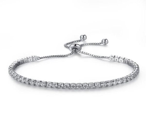 

elegant platinum plated bezel set cubic zirconia tennis adjustable bracelet263d23935574333477, Golden;silver
