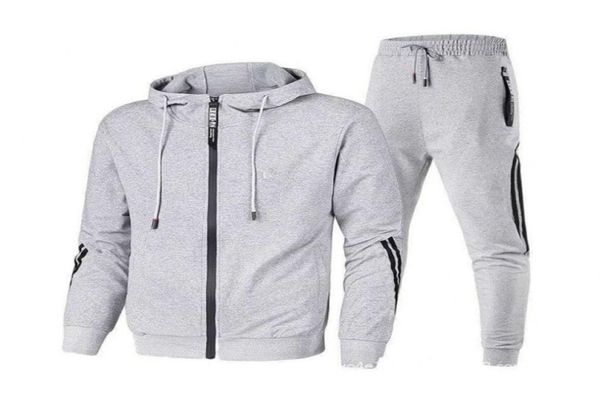 

men039s hoodie tracksuit suits 2 pieces sweatshirtsweatpant homme casual jogging sportswear jacket oversized men clothing 21126544437, Gray