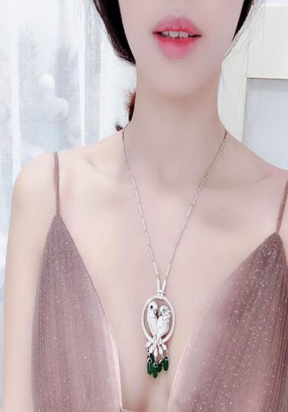 

fashion trend pop parrot necklace high end perfect quality green tassel necklace prom dinner lady necklace shiny mat8324256, Silver