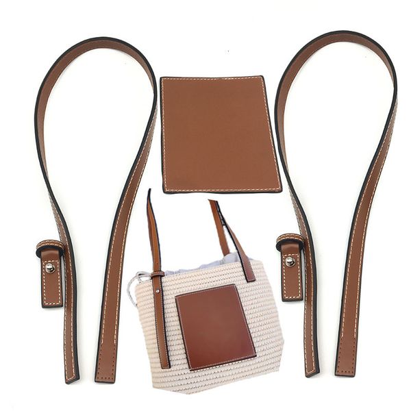 

bag parts accessories handwoven luojia straw bag hand bill shoulder cotton artificial leather material accessories handles and label 230804, Black