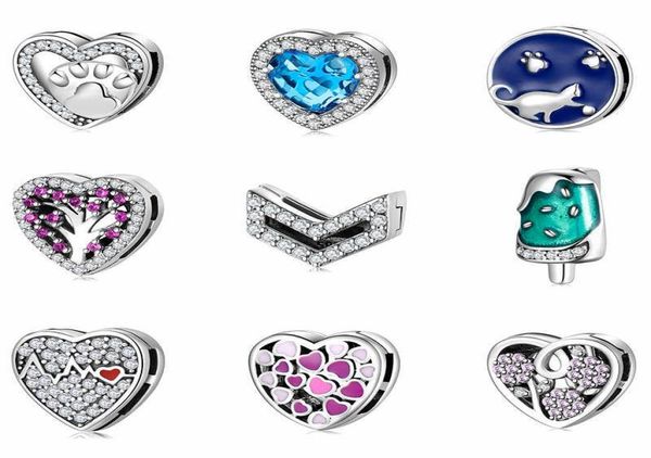 

2020 925 sterling silver heart shape clip beads fit original reflexions bracelet charms fine jewelry making2181179
