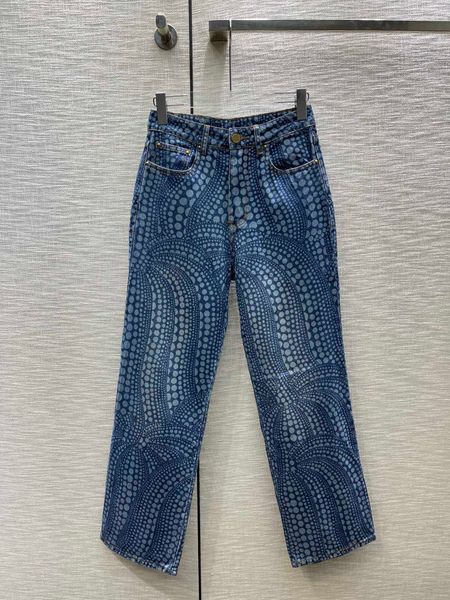 

fashion design high waist straght printing pattern jeans women blue color streetwear loose casual denim pants, Black;white
