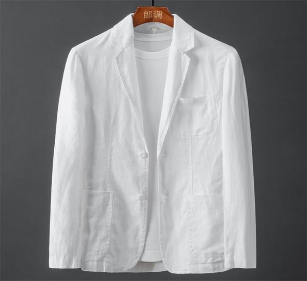 

white cotton linen suit coat men s spring summer pure color slim casual business thin mens blazer jacket comfortable breathable 226022360, White;black