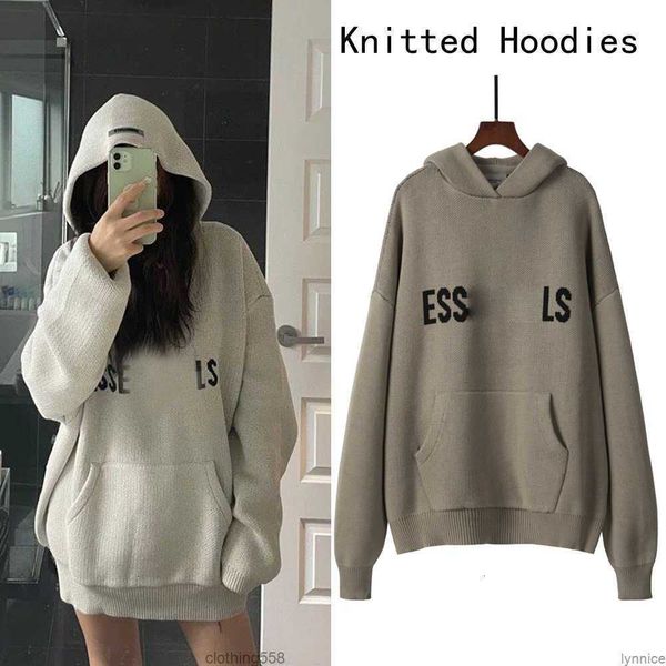 

2023 mens women designer essentialhoodie sweater knits keep warm in autumn winter hooded sweatshirt loose letter essentail hoodies casual pu, Black