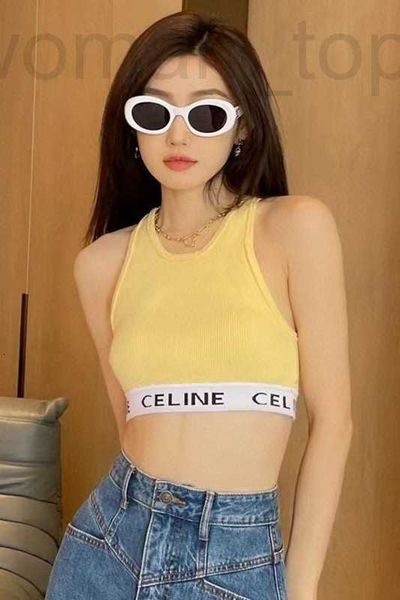 

women's tanks & camis designer ce home jacquard letter ribbon spring/summer 2023 camisole color contrast versatile short slim bottom fa, White