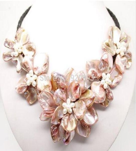 

new pinkcolor of pearl shell flower necklace 18quotlong018197554, Silver