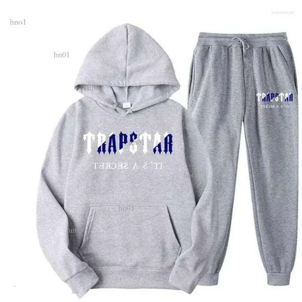 

men's t shirts 2022 brand trapstar printed sportswear men 15 colors warm two pieces set loose hoodie sweatshirt pants jogging, White;black