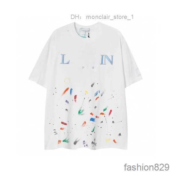 

2023 designer luxury classic hand painted graffiti speckled short sleeve t-shirt for men and women trendy loose comfortable 1 2mb2, White;black