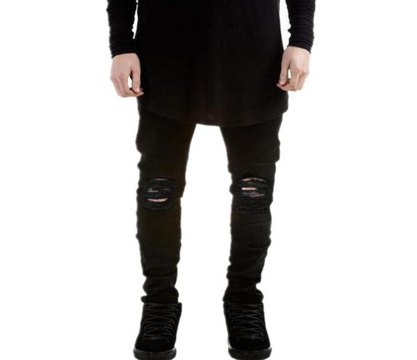 

wholehistreet mens black ripped jeans pants brand designer distressed denim joggers man destroyed jean trousers plus size 278517289, Blue
