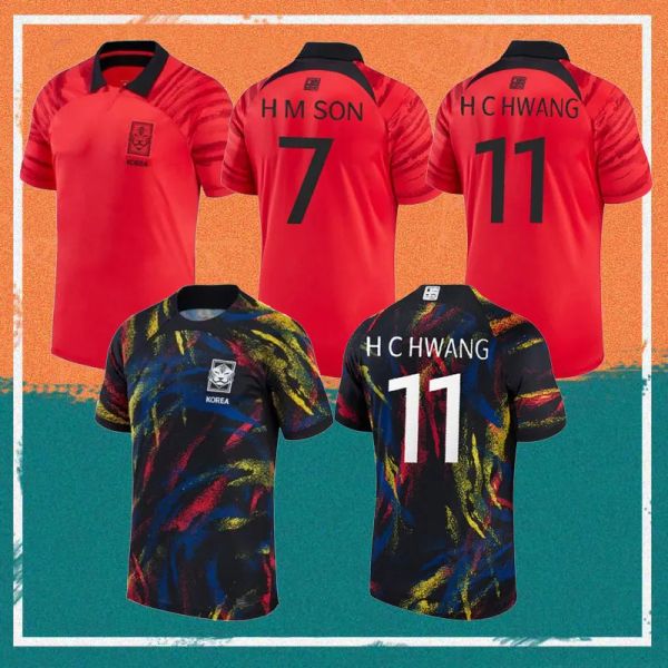

2022 south korea soccer jersey 22/23 home red son kim hwang lee jeong sung lee kwon national team shirt football uniform, Black;yellow