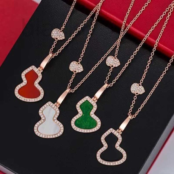 

strands, strings designer thickened electroplating unicorn gourd necklace v golden white fritillary carnelian temperament diamond inlaid fer, Black