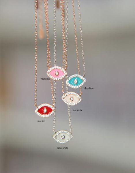 

925 sterling silver enamel evil eye necklace cute lovey girl lady gift jewelry fine silver turkish lucky symbol jewelry1956756