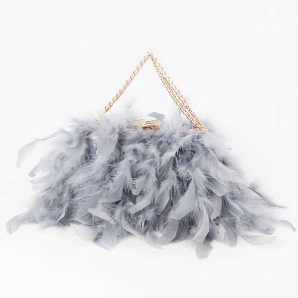 

evening bags new dinner bag diamond chain messenger turkey feather one shoulder 230804