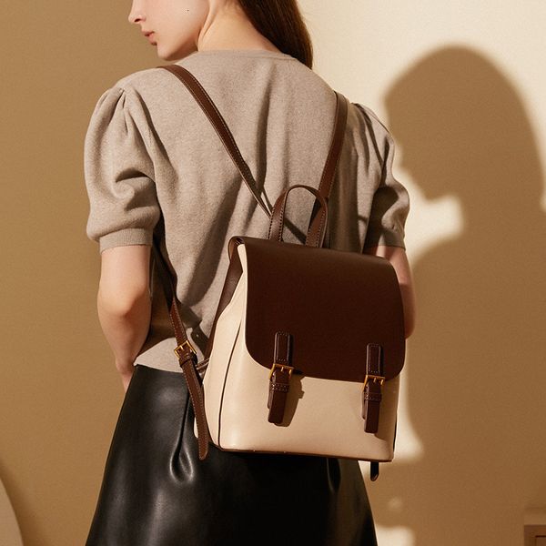 

school bags zr diary bag split cow leather mixed colors metal buckle classic trend versatile ladies backpacks 2287 230804