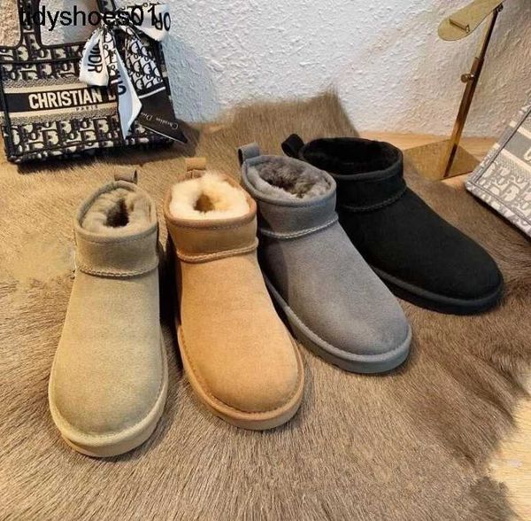 

2023 australia australian classic warm boots womens mini half snow boot usa gs 585401 winter full fur fluffy furry satin ankle bootss, Black