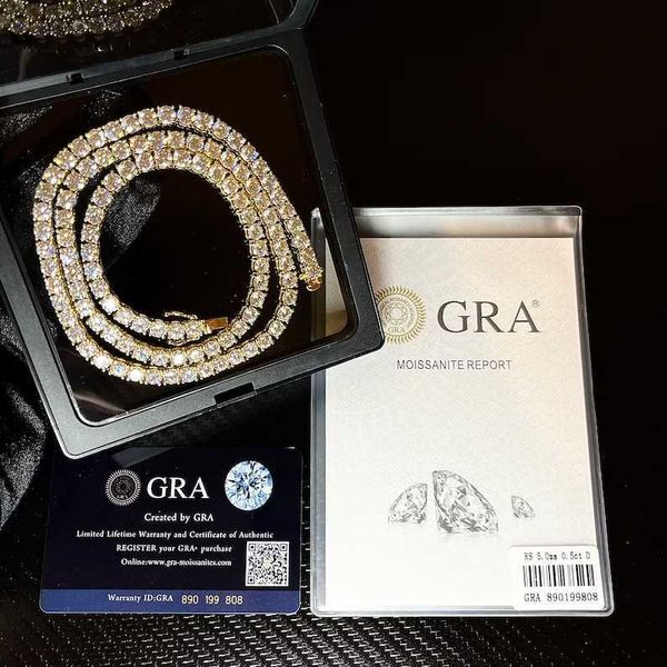 

master rocks jewelry 925 sterling silver sparkling 5mm vvs moissanite tennis chain