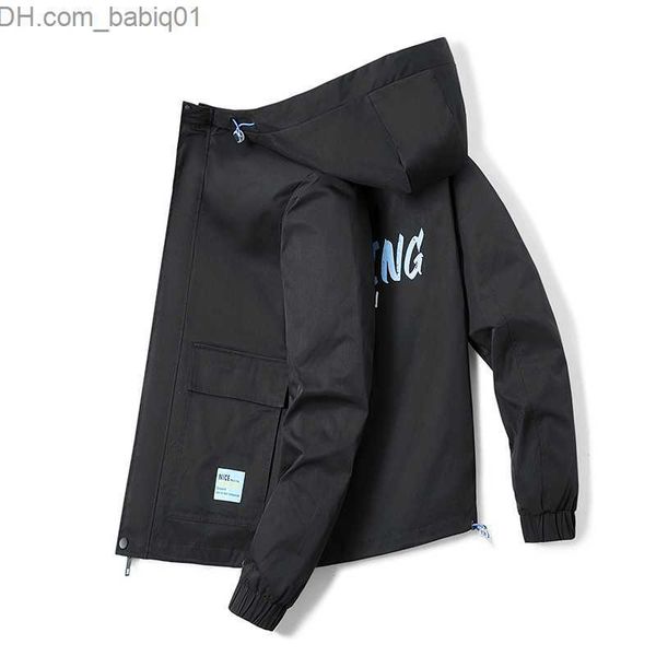

men's jackets spring and autumn fashion casual fashion brand hooded jacket t2308, Black;brown