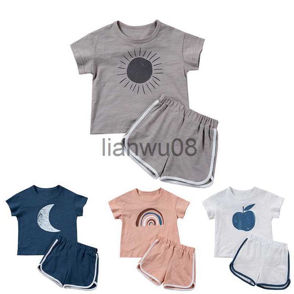 

clothing sets 2023 summer newborn kids baby girl clothes 2pcs short sets cotton baby boy clothing set short sleeve shorts groups bebes x0803, White