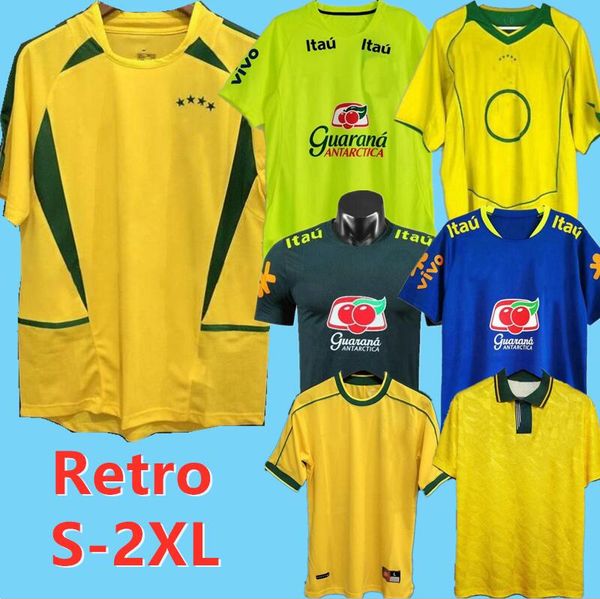 

brasil camisa de futebol 2002 2004 2006 2010 retro soccer jerseys vintage maillot kaka football shirt #9 ronaldo #10 rivaldo #11 ronaldinho, Black;yellow